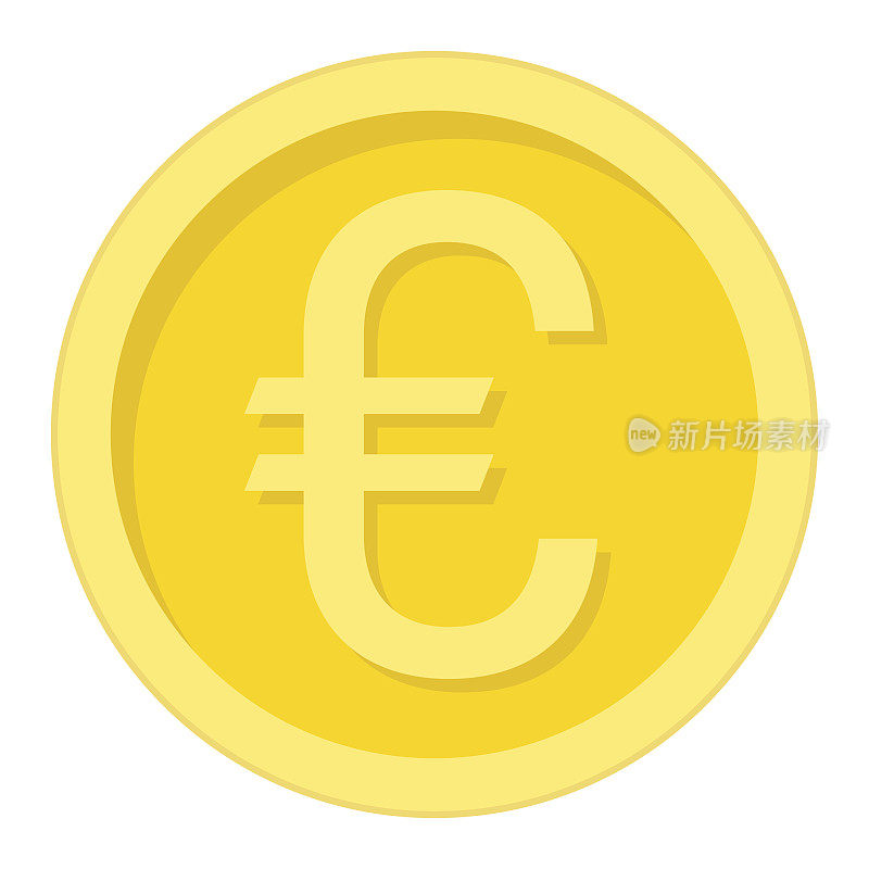 Coin euro flat icon, business and finance, money sign矢量图形，彩色固体图案，白色背景，eps 10。